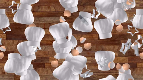 Chef Hat bakery loop tile swirl Background. This is a loopable and tileable Video stock 304317200