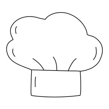 Chef hat, cooking or baking kitchen design element, doodle style vector outline Stock Illustration