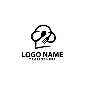 Chef hat cooking utensil simple logo design vector Illustrazione stock