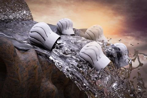 Chef hat fall from a waterfall at sunset magenta day demonstrating Cooking id Stock Illustration