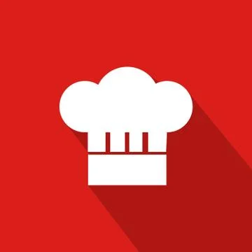 Chef Hat Flat Icon With Red Background, Vector, Illustration Stock Illustration