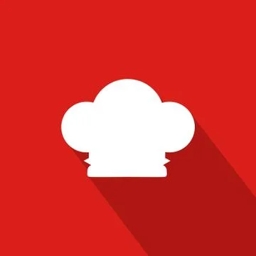 Chef Hat Flat Icon With Red Background Stock Illustration