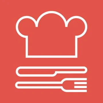 Chef hat, fork and knife Illustrazione stock