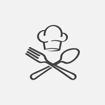Chef hat, fork and spoon vector Stock Illustration