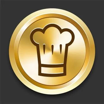 Chef Hat on Golden Internet Button Stock Illustration