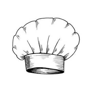 Chef hat. Hand-drawn sketch isolated on white. Vector illustration Stock Illustration
