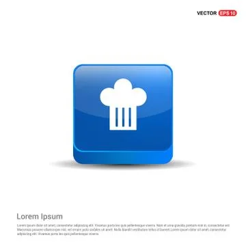 Chef hat icon - 3d Blue Button Illustrazione stock