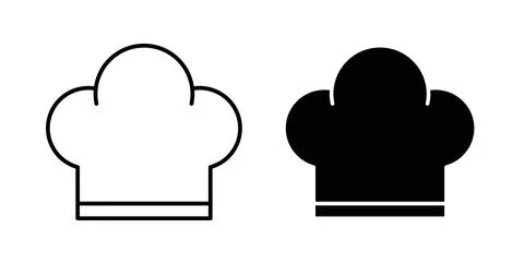 Chef hat icon in black and white. vector icon pack for websites Stock Illustration