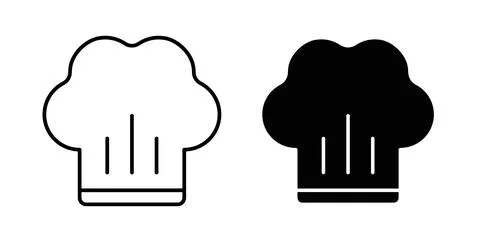Chef hat icon collection in black, Line icons, flat symbols Stock Illustration