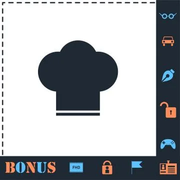 Chef hat icon flat Stock Illustration