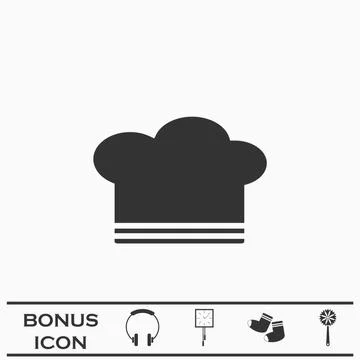 Chef hat icon flat Stock Illustration