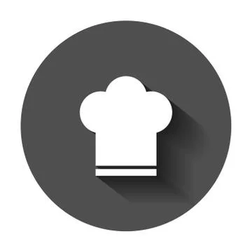 Chef hat icon in flat style. Cooker cap vector illustration with long shadow. Stock Illustration