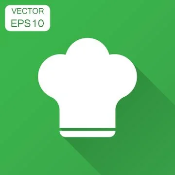 Chef hat icon in flat style. Cooker cap vector illustration with long shadow. Stock Illustration