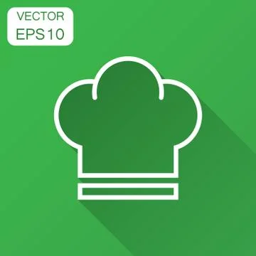 Chef hat icon in flat style. Cooker cap vector illustration with long shadow. Stock Illustration