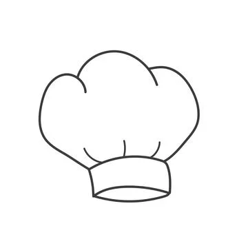 Chef hat icon, hand drawn vector illustration. Line headdress isolated on white Stock Illustration