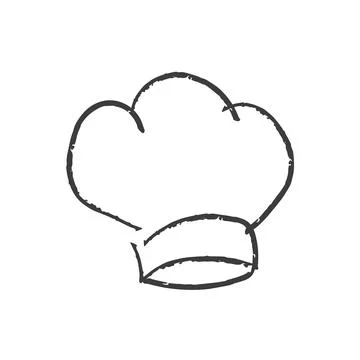 Chef hat icon, hand drawn vector illustration. Textured line headdress isolated Stock Illustration
