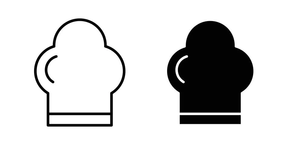 Chef hat icon. Outline, flat icons Stock Illustration