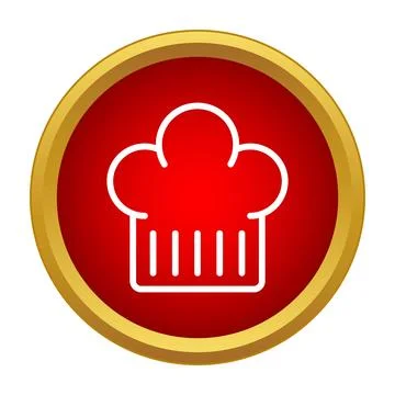 Chef hat icon in red circle button vector イラスト素材