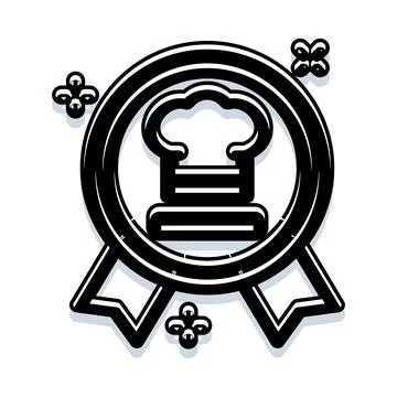 Chef hat inside award ribbon representing culinary excellence イラスト素材