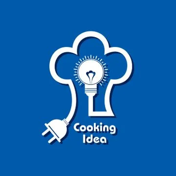 Chef hat with light-bulb and plug stock vector Stock Illustration