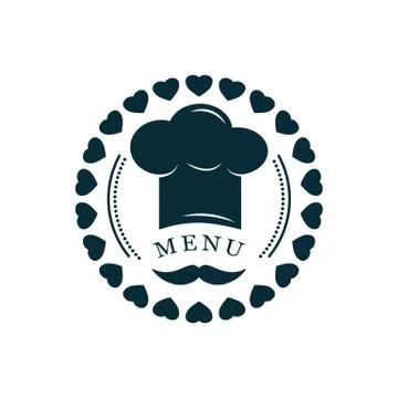 Chef hat with mustache logo Stock Illustration