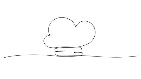 Chef hat one continuous line illustration. Hand drawn doodle vector sketch is Stock Illustration