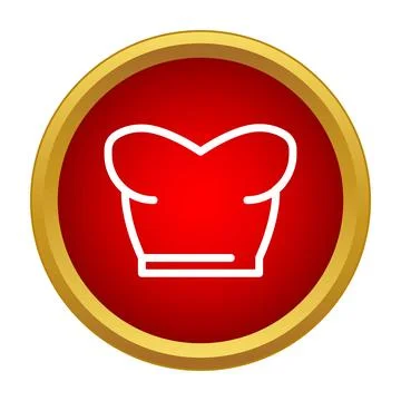 Chef hat outlined icon in round red circle Stock Illustration