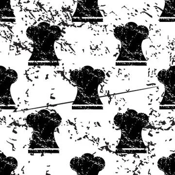 Chef hat pattern, grunge, monochrome 스톡 일러스트