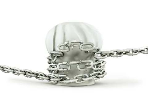 Chef hat pulling iron chains broken in white background. Stock Illustration