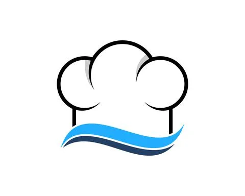 Chef hat with sea wave underneath Stock Illustration