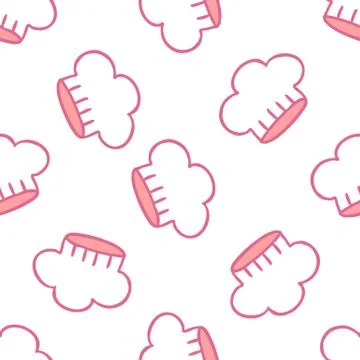 Chef hat seamless doodle pattern, vector color illustration Stock Illustration