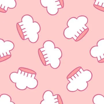 Chef hat seamless doodle pattern, vector color illustration Stock Illustration