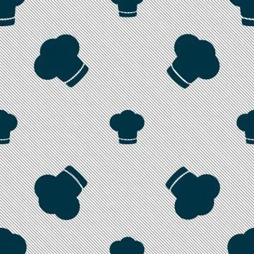 Chef hat sign icon. Cooking symbol. Cooks hat. Seamless pattern with geometri 스톡 일러스트