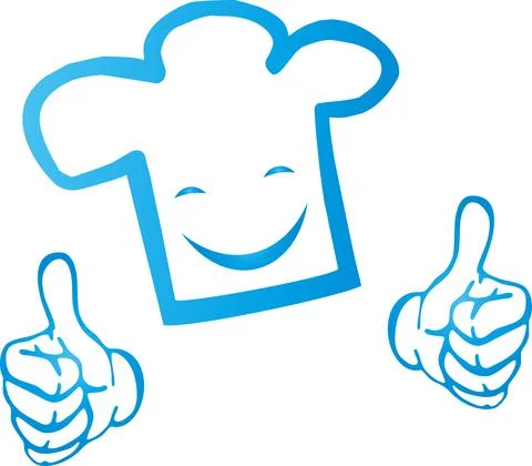 Chef hat with smile and hands, chef, logo Stock Illustration