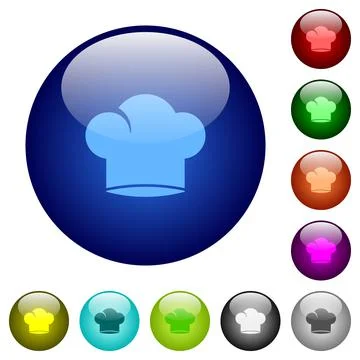 Chef hat solid color glass buttons Stock Illustration