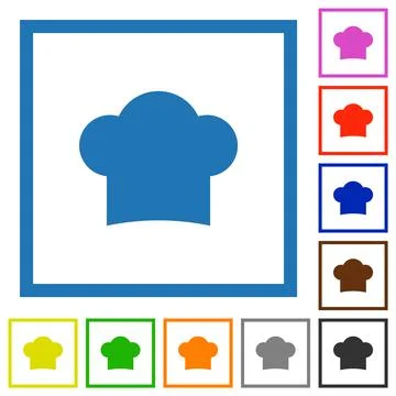 Chef hat solid flat framed icons Stockillustratie