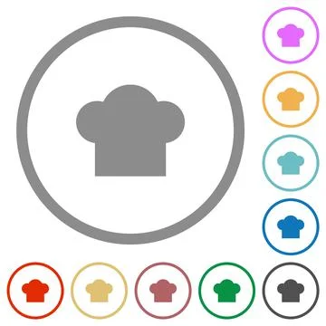 Chef hat solid flat icons with outlines Stock Illustration