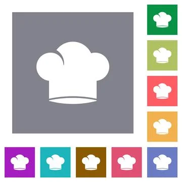 Chef hat solid square flat icons Stock Illustration
