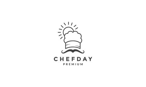 Chef hat with sun lines logo symbol vector icon illustration graphic design Stock Illustration