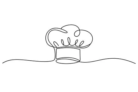Chef Hat with Wavy Lines on White Background toque blanche Stock Illustration