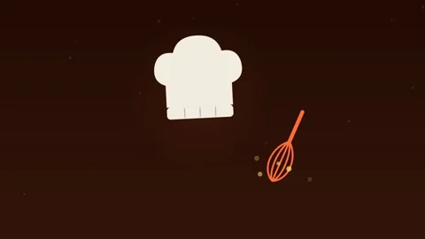 Chef hat whisk cooking kitchen paprika food loop Stock Footage 342612828