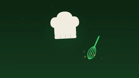 Chef hat whisk cooking kitchen basil food loop 스톡 동영상 342612839