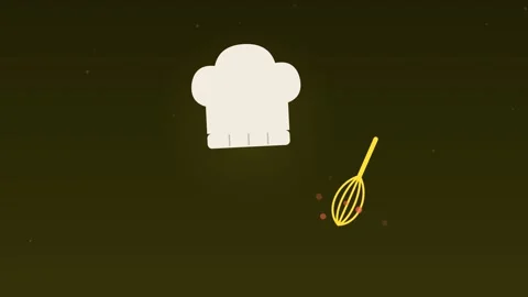 Chef hat whisk cooking kitchen lemon food loop Stock Footage 342612842