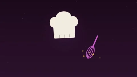 Chef hat whisk cooking kitchen plum food loop 스톡 동영상 342612843