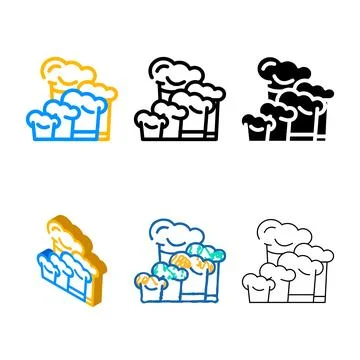 Chef hats color icon vector set Stock Illustration