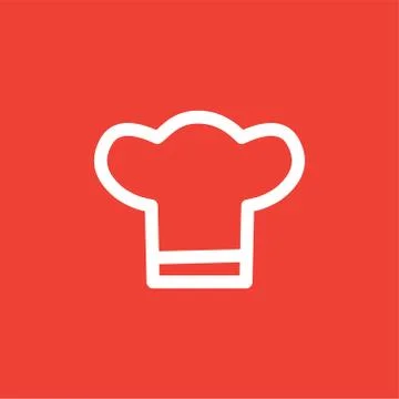 Chef Hats Icon On Red Background. Red Flat Style Vector Illustration. Stock Illustration