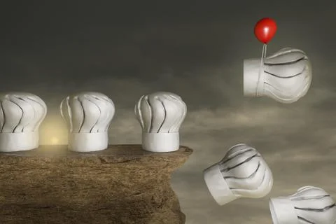 Chef hats on a stone cliff Stock Illustration