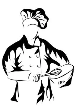 Chef holding a bowl Stock Illustration
