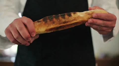 Chef holding a bread Stock Footage 39379256
