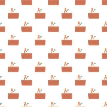 Chef holding dish and spatula seamless pattern Stock Illustration